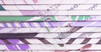 Paper tubes background. Shallow depth of field. Photo tinted.