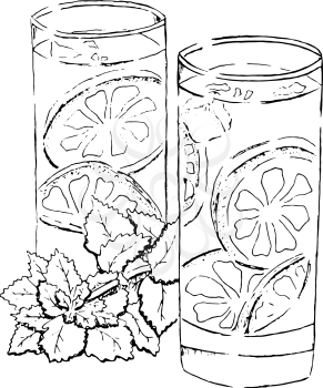 A hand-drawn sketch painting Lemonade. Black and white illustration. Drawn by hand. Isolated on white. Design for card, poster or wallpaper. There is an option in the vector.