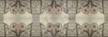Decorative seamless pattern of borders with flowers, leaves and abstract patterns. Hand-drawn.