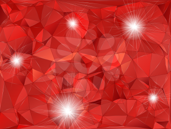 Red abstract polygonal background with bright glare. There is an option in the vector.