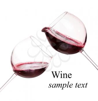 Set of glasses with red wine(with sample text)