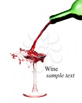 Broken wineglass on the table. Poured red wine, like blood.(with sample text)