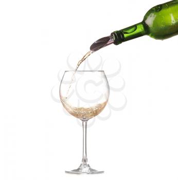 Empty wine glass isolated on black and white