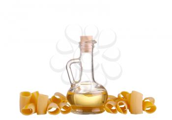 yellow oil in a bottle with pasta