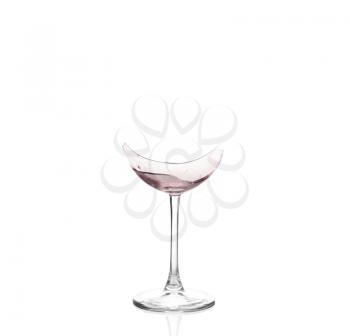 Broken wineglasses isolated on white