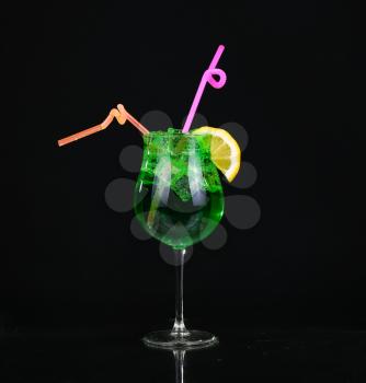 modern fresh coctail on the black background