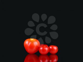 fresh tomatoes on a black background