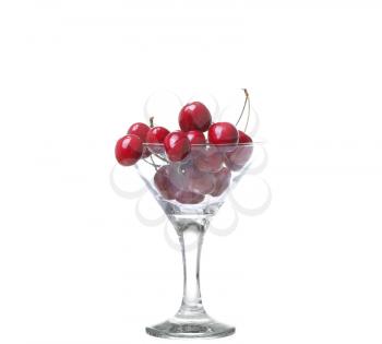 fresh cherry in the glass isolated on white background