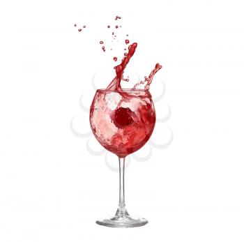 red wine glass on a white background