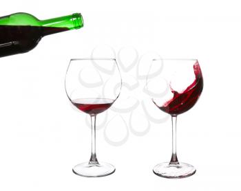 red wine glass on a white background