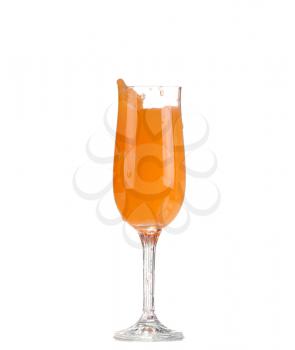 orange cocktail in a glass of champagne (with clipping path)