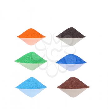 Colorful sand pile on white isolate