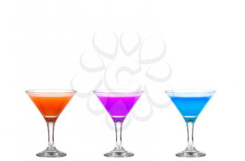Three martini glasses with multicolor cocktails - cheers!!
