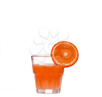 grapefruit juice in glass and white isolate