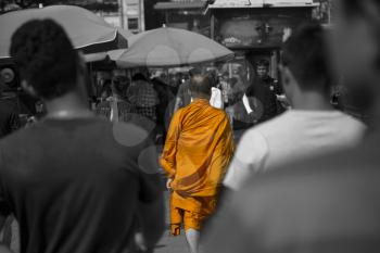 Bangkok, Thailand, February 08, 2016: traffic on the streets in bangkok town. ravel tourist. Cultural values and features of the Thai capital.