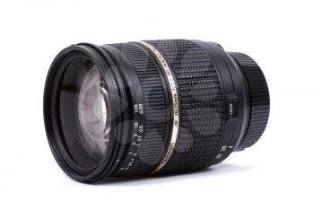 KYIV, UKRAINE - FEBRUARY 28, 2016: Tamron 28-75mm f/2.8 XR Di LD Aspherical (IF) SP AF Macro lens for  DSLR Nikon Cameras.  Illustrative editorial for product isolated on white background.