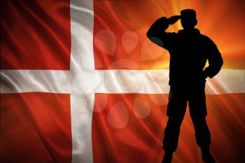 Closeup of grunge flag of Denmark. Flag with original proportions