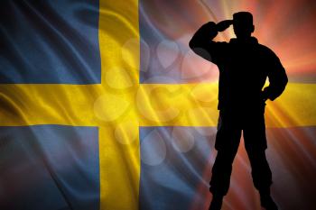 Flag with original proportions. Closeup of grunge flag of Sweden