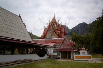 Thai monastery in the area of khao daeng temple showing delicate patterns of Thai architecture.
