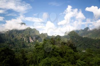 Mountain landscapein the best moment on the west of Thailand. Travel and joy