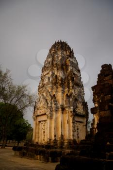 Historic Town of Sukhothai, Sukhothai Historical Park, Wat Si Chum, Thailand. Sunset time