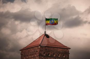 Flag with original proportions. Flag of the Ethiopia