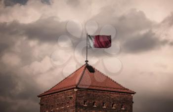Flag with original proportions. Flag of the Qatar
