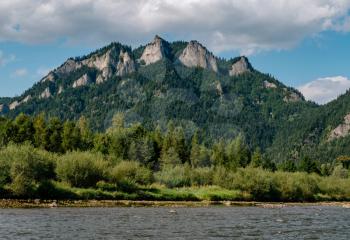 The Dunajec River in Poland. Mountains landscape. Sceneric view of majestic mountains during summer day. High Tatra Mountains