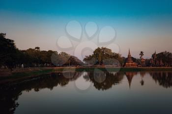 Sukhothai Historical Park, a UNESCO World Heritage Site in Thailand. the old town of Thailand in 800 year ago