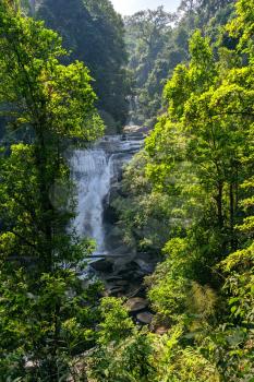 national park Doi Inthanon Chiang Mai, Thailand. stunning view of the waterfall through green forest