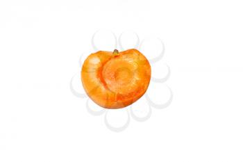 Single sliced apricot isolated on white background. concept of fresh fruits and organic products