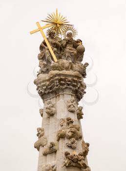 Plague statue column in front of Mattias Church in Buda, Budapest, Hungary