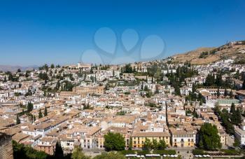 Panorama of ancient city of Granada in Andalucia, Spain, Europe
