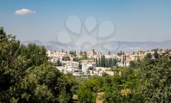 Panorama of ancient city of Granada in Andalucia, Spain, Europe