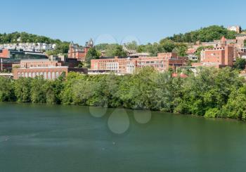 View of the downtown area of Morgantown WV and campus of West Virginia University