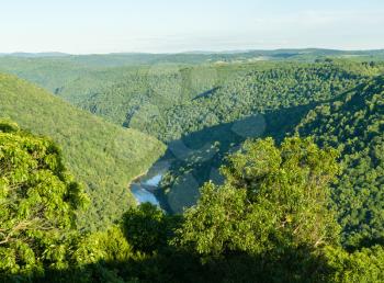 View of Cheat River Canyon from Raven Rock in Coopers Rock State Forest West Virginia