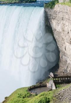Edge of Canadian or Horseshoe waterfall from Canadian side of Niagara Falls