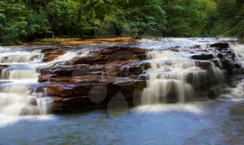 Wide waterfall with blurred motion on Muddy Creek running into Cheat River off Route 26 in Preston County West Virginia