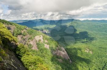 View from the trail to the summit of Whiteside Mountain near Highlands and Cashiers in North Carolina
