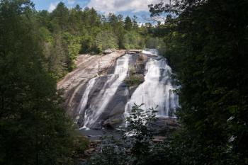 The dramatic waterfall of High Falls on the Little River in Dupont State Forest near Brevard North Carolina