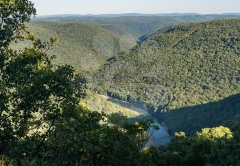 View of Cheat River Canyon from Snake River Wildlife Management Area near Morgantown in West Virginia