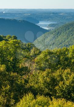 View of Cheat River Canyon and Cheat Lake from Snake River Wildlife Management Area near Morgantown in West Virginia