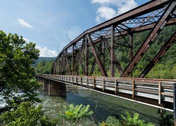 Railway bridge into ghost town of Thurmond West Virginia are owned by the National Park Service