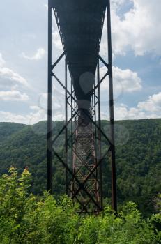Detail of the structure of the girders of the high arched New River Gorge bridge in West Virginia