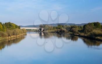 Bridge over Rhine Main Danube canal near the European Continental Divide or Watershed at Pierheim, Germany