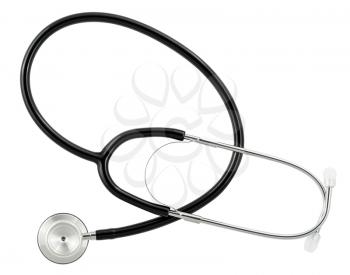 High resolution medical stethoscope isolated against white background with path