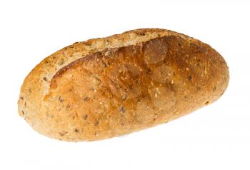 Whole wheat or multi grain brown bread fresh from oven bakery and isolated against a white background
