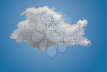 Concept image for cloud computing and online applications showing bits inside web services platform