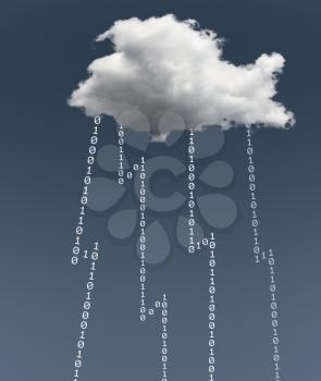 Concept image for cloud computing and online applications with a dark cloud and lightning showing problems