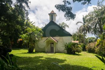 Cemetery of Palapala Ho'omau Church contains the grave and marker of Charles Lindbergh on Hawaiian island of Maui